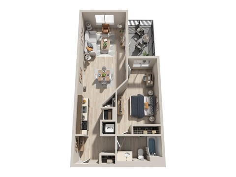 Floor plan for 1 bed, 1 bath, 815 sqft